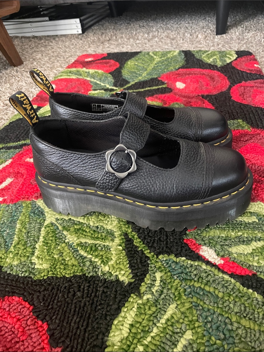 Dr. Martens Addina Flower Buckle Platform Mary Jane Shoes - Picture 4 of 9